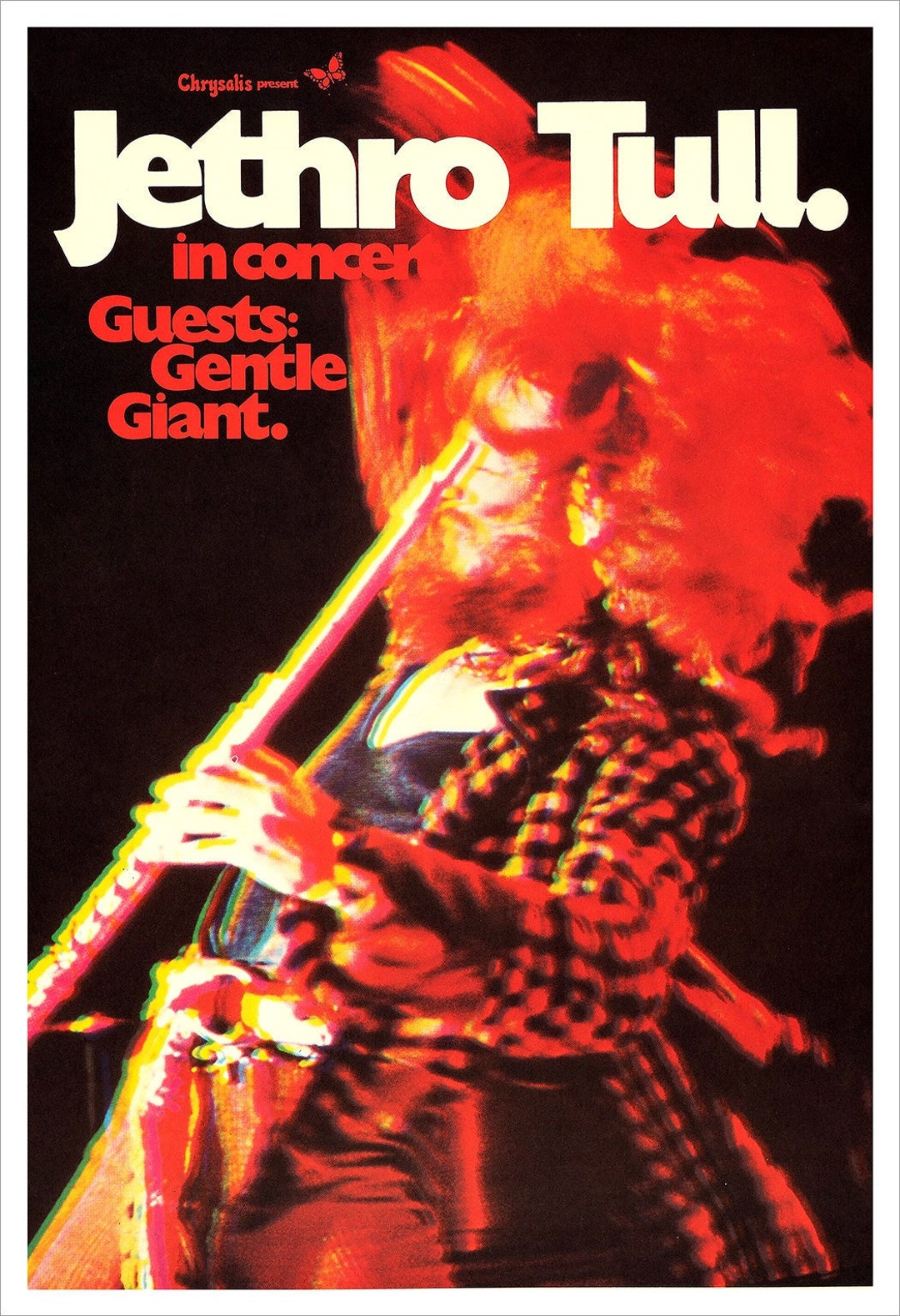 Jethro Tull and Gentle Giant 1972 - Concert Poster Print