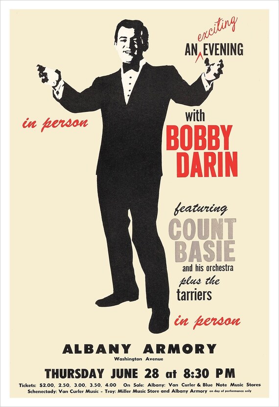 Bobby Darin 1962 - Count Basie - Concert Poster Print