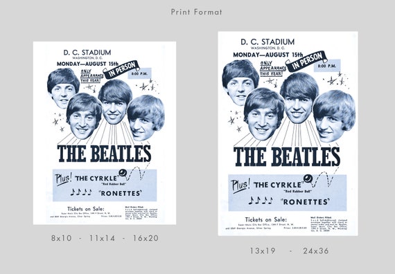 The Beatles in Washington, DC 1965 - Concert Poster Print