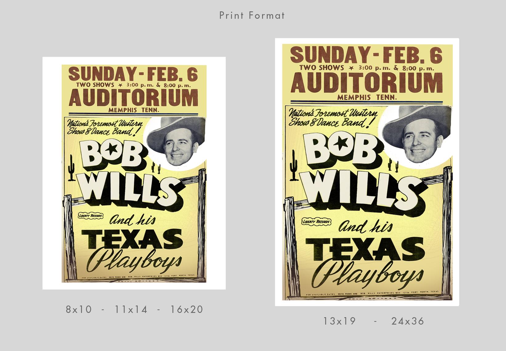 Bob Wills and His Texas Playboys - Concert Poster Print