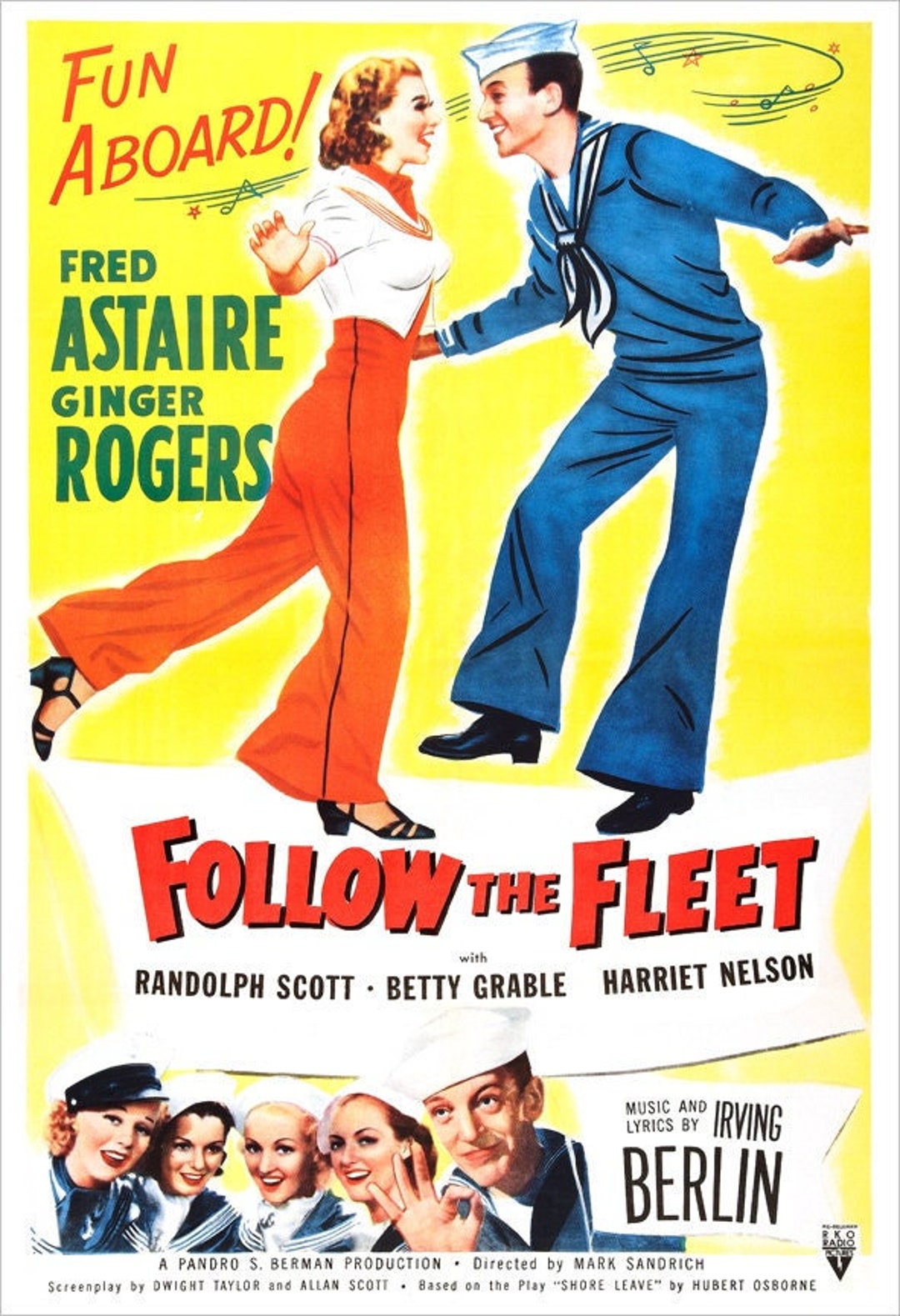 Fred Astaire and Ginger Rogers Follow the Fleet Movie Poster Print