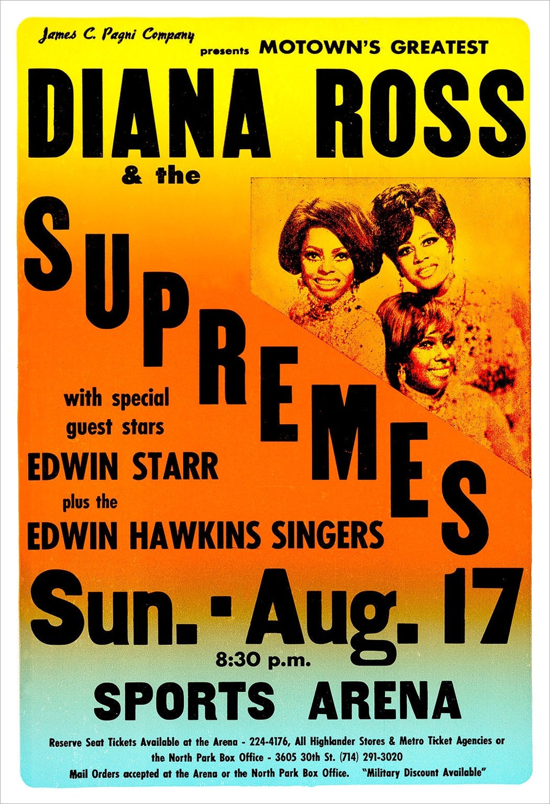 Diana Ross and the Supremes - 1969 - Concert Poster Print