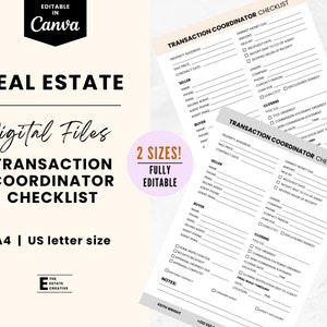 Transaction Coordinator Checklist for Real Estate | Transaction Coordinator form, Home buyer checklist, realtor checklist, transaction list