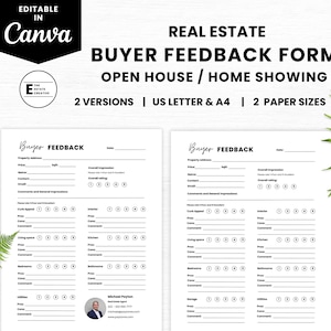Open House Feedback Form | Home Showing Buyer Feedback, Real Estate feedback, House Showing, Realtor forms, Buyer checklist, Home checklist
