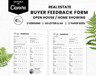 Open House Feedback Form | Home Showing Buyer Feedback, Real Estate feedback, House Showing, Realtor forms, Buyer checklist, Home checklist