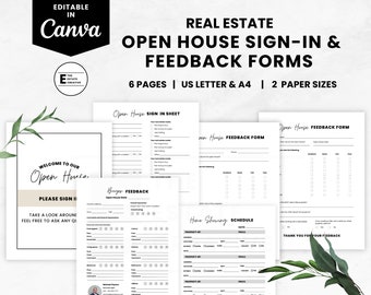 Open House Sign In Sheet | Open House Feedback Form, House Showing List, Käufer zeigt Feedback, Open House Bundle, Open House Checkliste