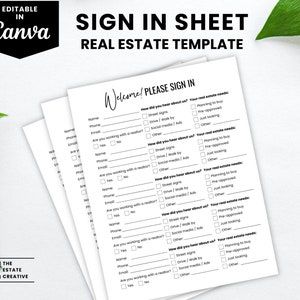 Open House Sign In, Realtor marketing, Real estate template, realtor marketing sheet, realtor seller checklist, realtor templates