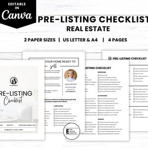May include: A pre-listing checklist for real estate agents. The checklist includes sections for bedrooms, bathrooms, garage, and curb appeal. The checklist is designed to help sellers prepare their homes for sale.