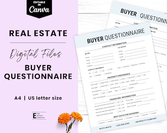 Cuestionario para el comprador, Paquete para el comprador de bienes raíces, Paquete para el comprador de bienes raíces, Cuestionario de consulta para el comprador, Guía para el comprador, Lista de verificación para el comprador