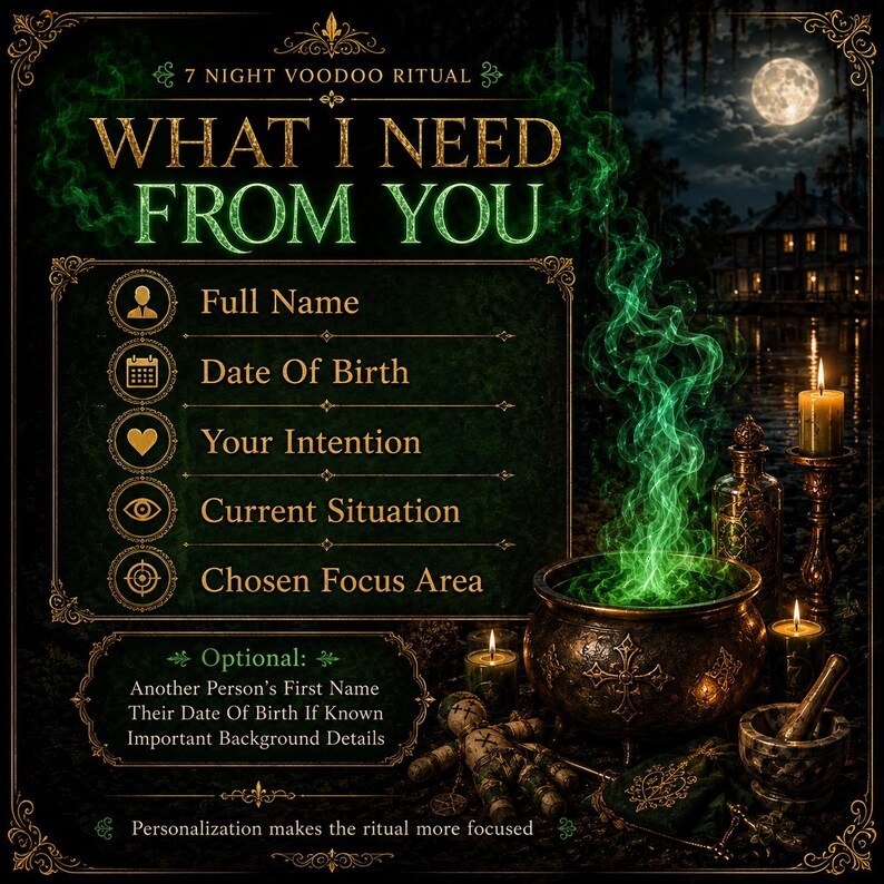 7 Night Custom Voodoo Ritual, Personal Petition Energy Work, Love Money Protection Luck PDF Report image 10