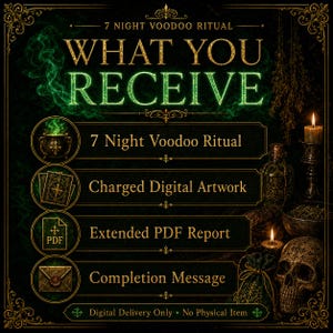 7 Night Custom Voodoo Ritual, Personal Petition Energy Work, Love Money Protection Luck PDF Report image 9