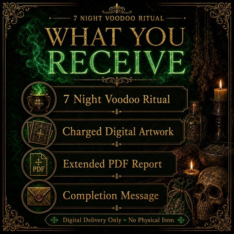 7 Night Custom Voodoo Ritual, Personal Petition Energy Work, Love Money Protection Luck PDF Report image 9