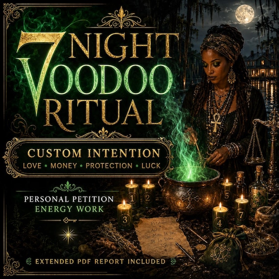 7 Night Custom Voodoo Ritual, Personal Petition Energy Work, Love Money Protection Luck PDF Report