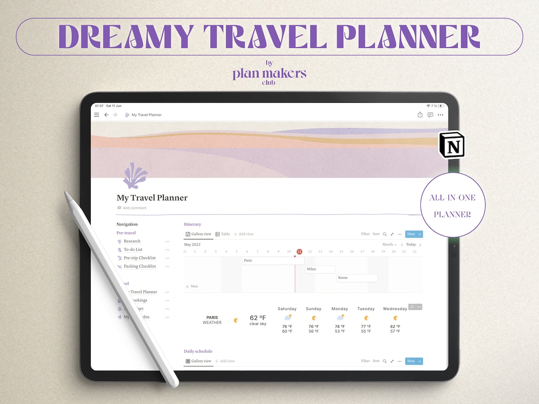 Travel Planner Notion Template Vacation Planner Notion Etsy