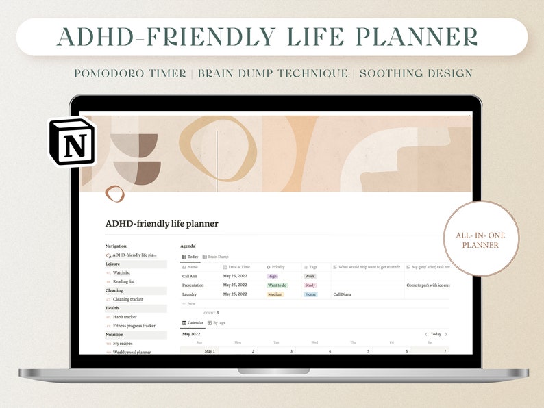Adhd Digital Planner Adhd Notion Planner Adhd Planner Adhd Etsy Australia