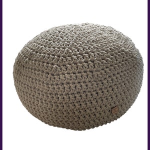 Crocheted pouf, footrest, side table, living cushion, floor cushion, recycled cotton