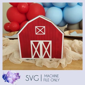 3D Paper Barn Svg, plik do cięcia, szablon, wzór, element centralny, dekoracja stołu, motyw imprezy na farmie, urodziny, baby shower, ślub, rocznica