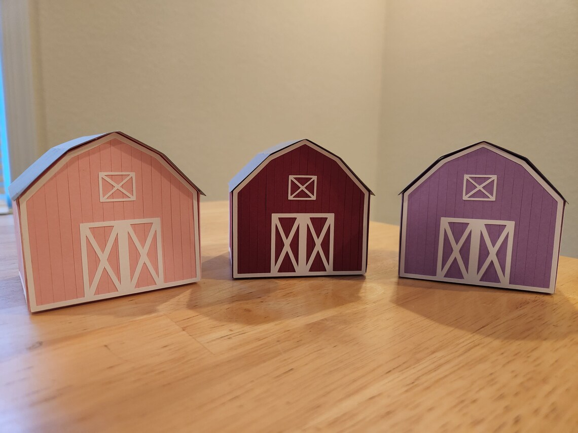 3D Paper Barn Svg Pattern Template Cut File Treat Box Etsy