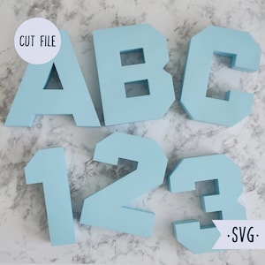 3D Buchstaben & Zahlen SVG Bundle - Geschichtete Alphabet Vorlage für Geburtstage, Abschlussfeier, Brautpartys, Babypartys, Kinderzimmer Namensschild