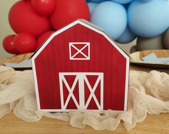 3D Paper Barn Svg, Cut File, Template, Pattern, Centerpiece, Table Decor, Farm Party Theme, Birthday, Baby Shower, Wedding, Anniversary