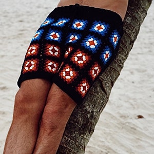 Shorts mens CROCHET PATTERN, beach shorts for man’s, summer clothes, granny’s square