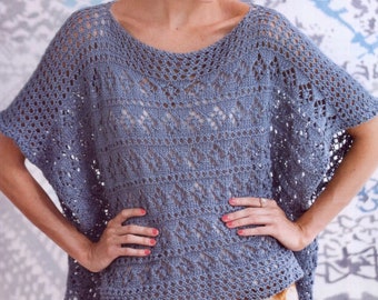 Lace Poncho KNITTING PATTERN, knitting lace wrap, women lace top, easy knit, all sizes, 1 piece