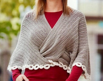 Patrón de chal de crochet vintage de los años 40 con borde (patrón en PDF)