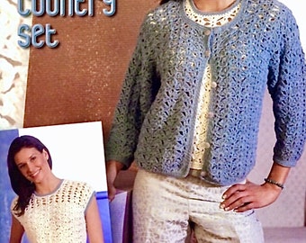 Crochet Lace Cardigan & Top Pattern: Vintage Style (Sizes S-XL)