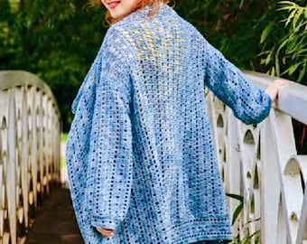 Crochet Kimono Cardigan PATTERN: Easy Wrap, All Sizes (PDF Pattern)