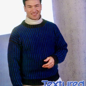 Sweater CROCHET PATTERN, crochet pullover, men clothes crochet, vintage pattern, jumper crochet, textured striped pattern. All sizes