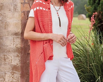 Cardigan Vest CROCHET PATTERN, chaleco de envoltura de verano, fácil, talla XS - 3XL