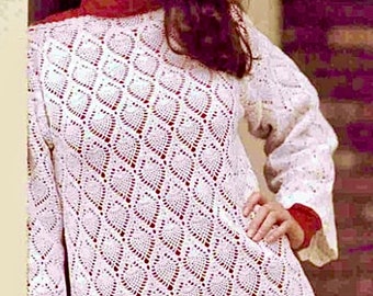 Patrón de jersey de crochet con encaje de piña vintage: jersey para mujer (tallas 10/12-22/24)