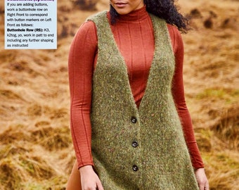 Patrón de tejido de chaleco: Chaleco largo, diseño de punto elegante (XS-5XL)