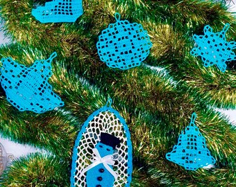 Crochet Christmas Ornament Pattern: 6 Filet Tree Decor (Diagram Pattern)