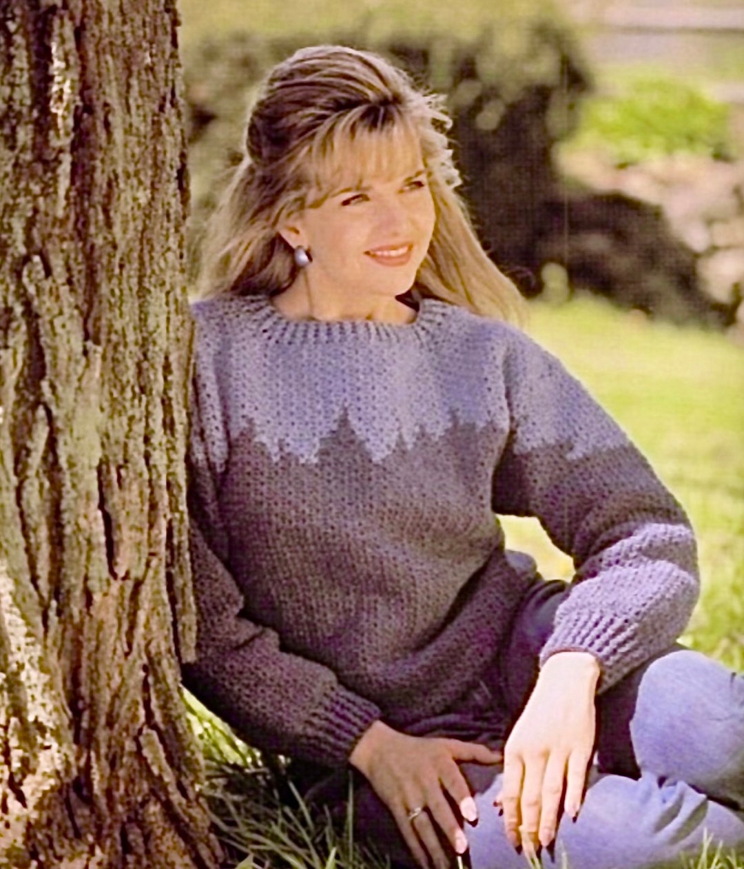 Sweater Crochet Pattern Women Pullover Intarsia Mountain Jumper All ...