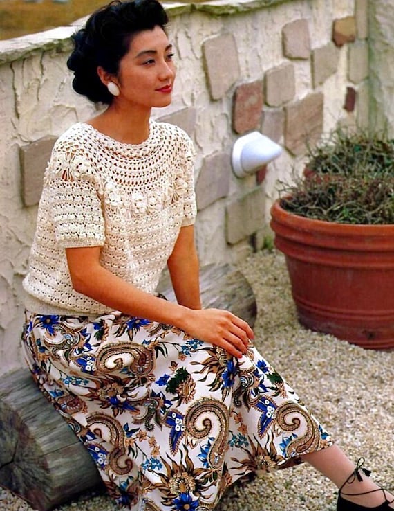 Crochet Lace Flower Top Pattern: Vintage Woman's Clothes (PDF Pattern)