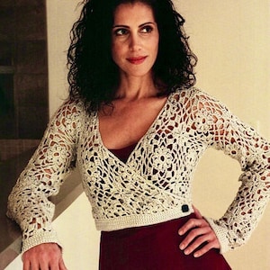 Häkel-Bolero-Muster Oma, quadratischer Häkel-Cardigan, gehäkelte Damenbekleidung, Sommer-Bolero, Größen S-XL