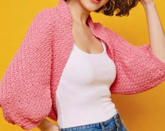 Patrón de bolero de crochet: cárdigan fácil (todas las tallas)