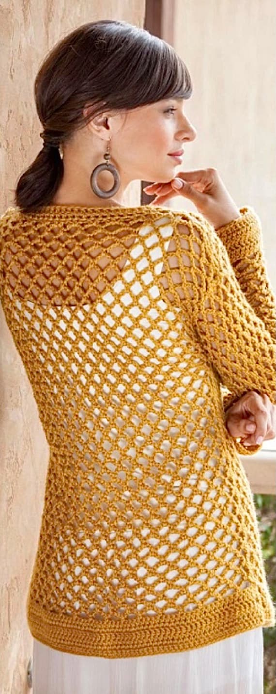Gilet maille dentelle MOTIF CROCHET taille S 2XL facile. Gilet femme d ete