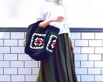 Patrón de bolso de mano cuadrado de abuela a crochet: 2 diseños (patrón PDF)