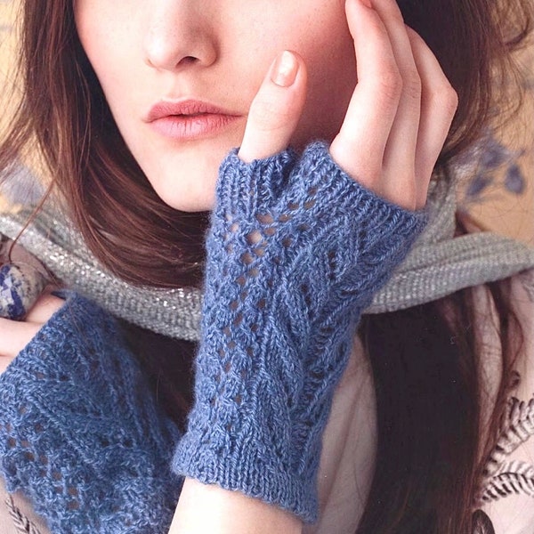 Knitting Fingerless Gloves Pattern, lace fingerless pattern, lace gloves pattern, cable pattern,