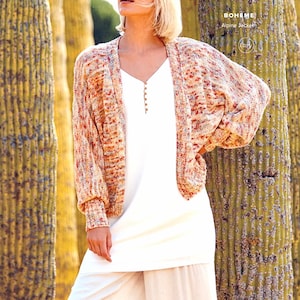Cardigan KNITTING PATTERN women knitting jacket pattern, sizes 8 - 22, English and Spanish languages, easy knit, summer women cardigan