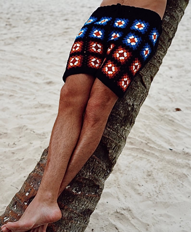 Short homme MOTIF CROCHET, short de plage pour homme, vêtements d'été, place de grand-mère image 1