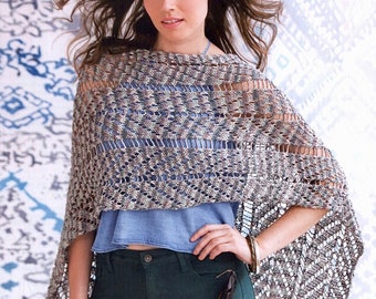 Patrón de tejido de encaje: poncho y chal fáciles de tejer (patrón PDF)