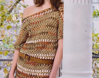 Tunic kimono CROCHET PATTERN, summer long top, size’s S-3XL, easy work. English/Italian language