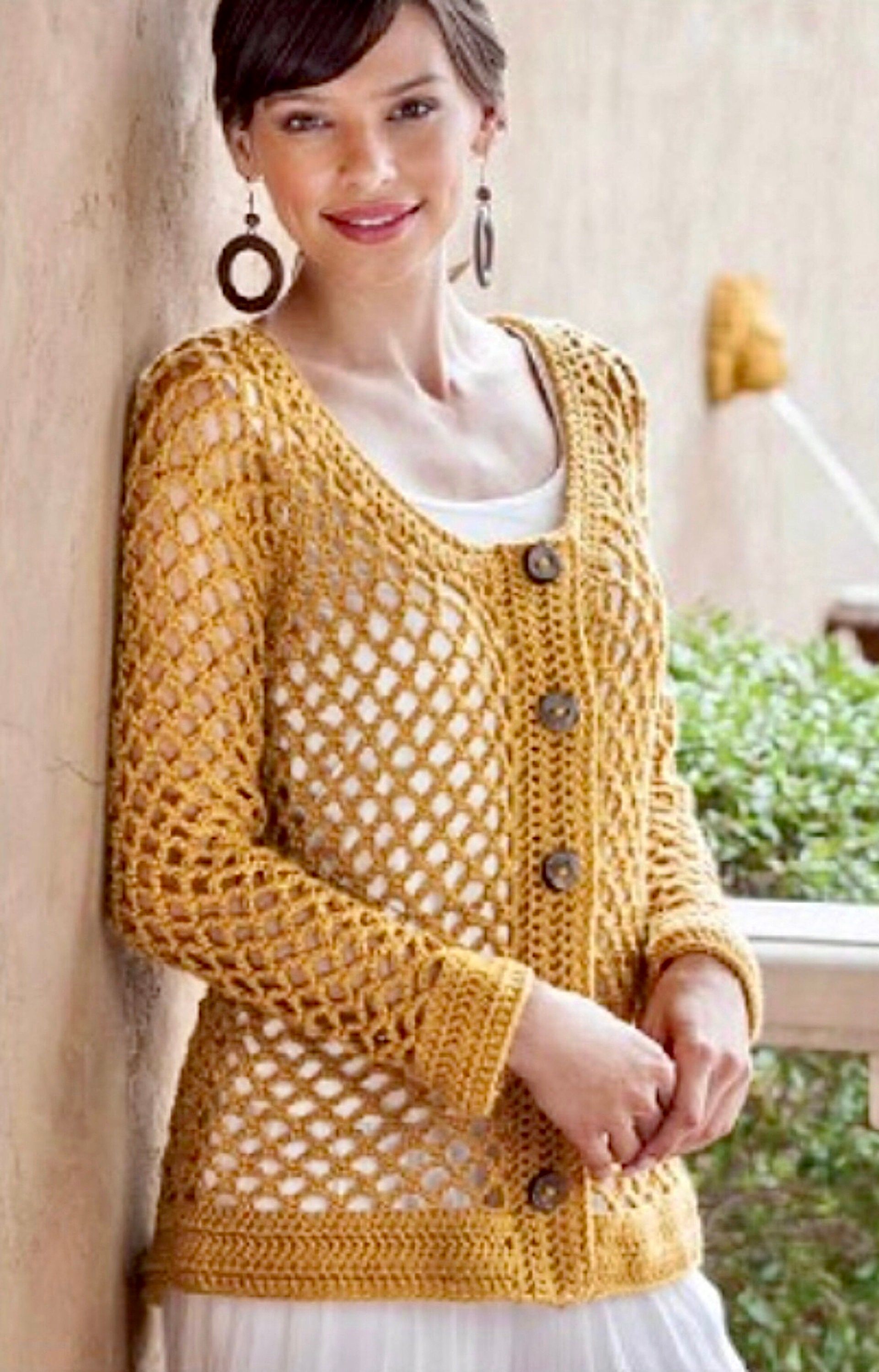 Lace Mesh Cardigan CROCHET PATTERN Size S2XL Easy. Summer Etsy