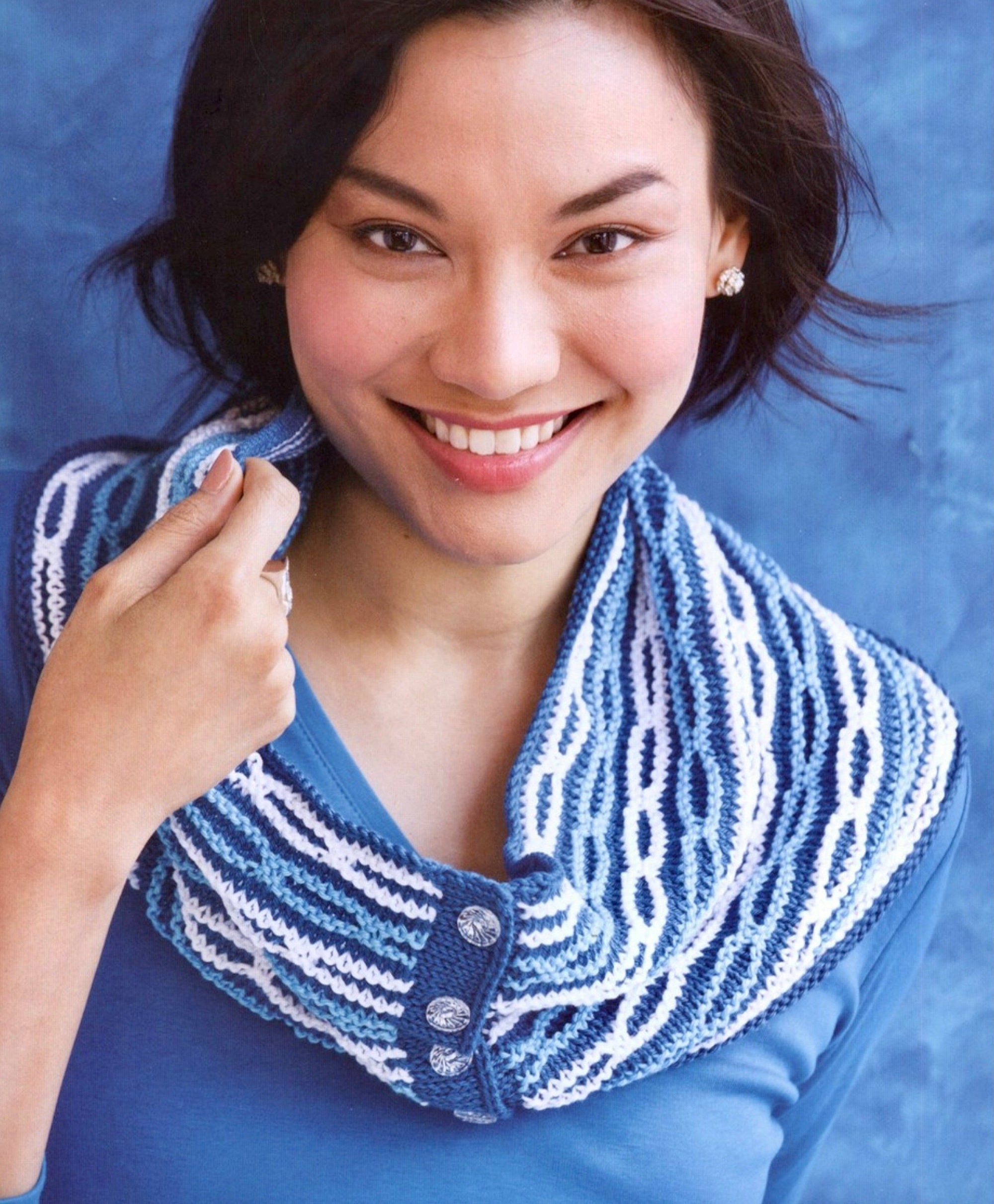 Cowl Continual Chain KNITTING PATTERN Buttons Band Easy Etsy