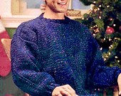 Vintage 1990s Men's Crochet Pullover Sweater Pattern (Sizes S-XL) (PDF Pattern)