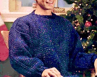 Patrón de suéter de crochet vintage para hombre, años 90 (tallas S-XL) (patrón PDF)
