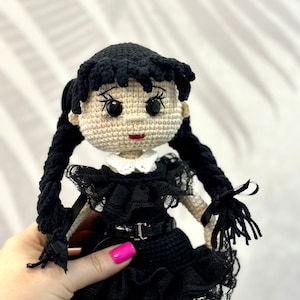 Crochet doll Pattern Wednesday, Amigurumi Doll, Wednesday Doll in a dress, Amigurumi pattern in PDF English